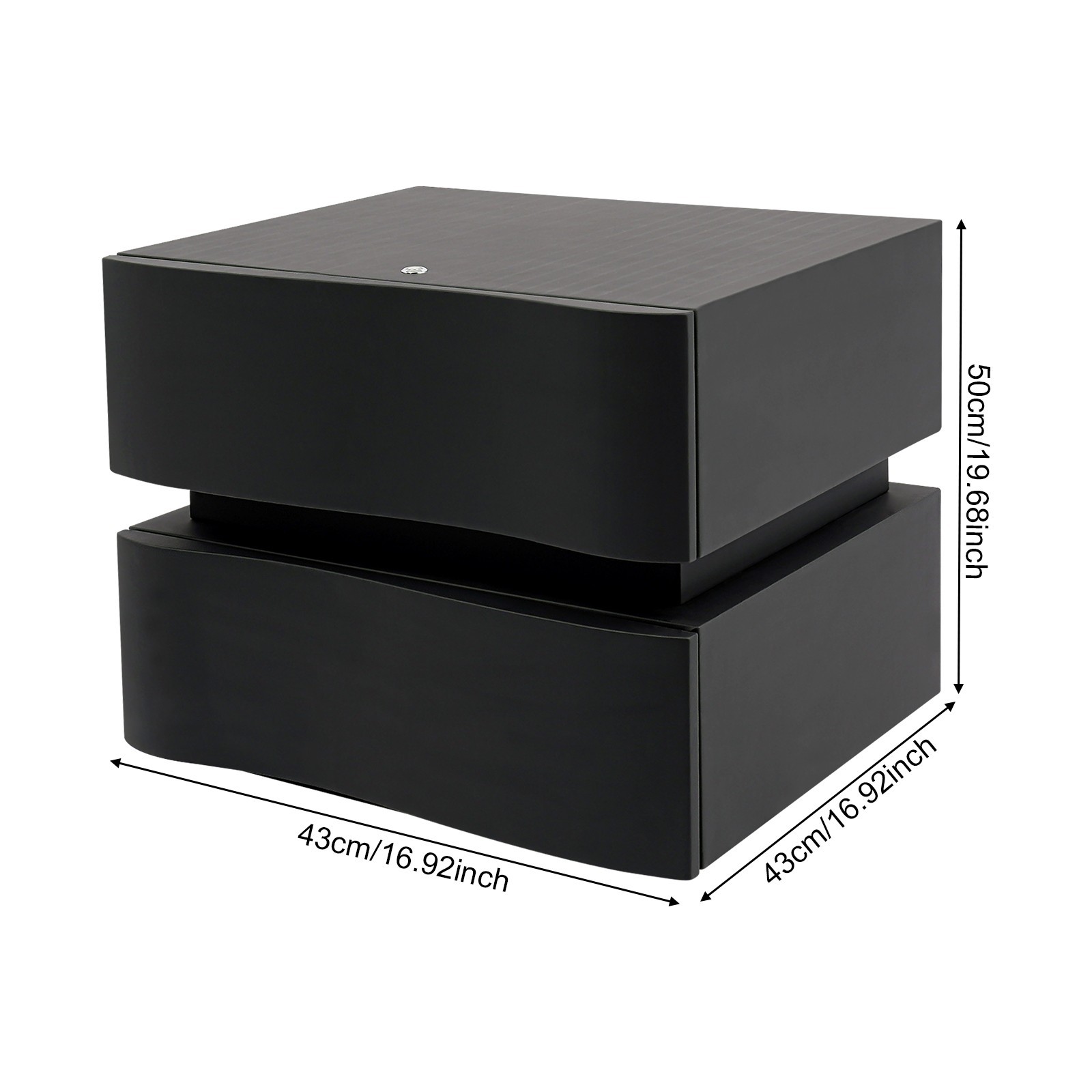 Modern Narrow Night Stand With 2 Drawers Bedside Table With Led Light Strip gallery