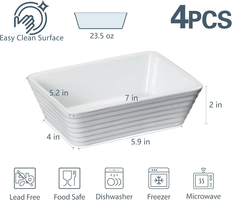 Small Baking Dish, Rectangle Ceramic Baking Dish for Oven, Individual Casserole gallery