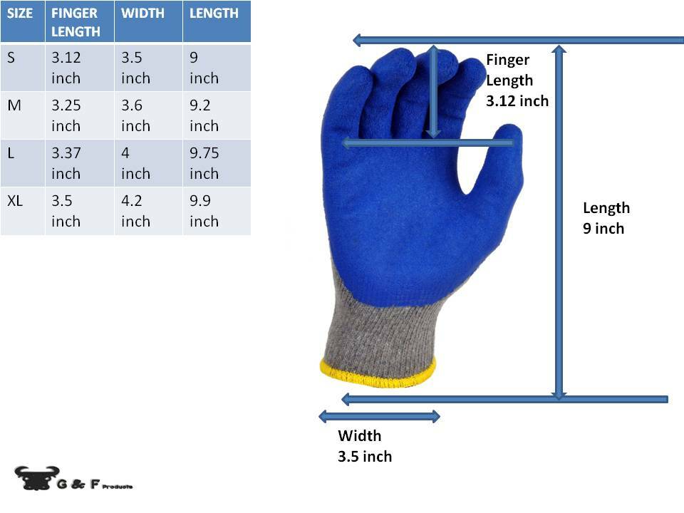 G & F 3100 Premium Heavy Textured Double Dipped Latex Coated Gloves, 12 Pairs gallery