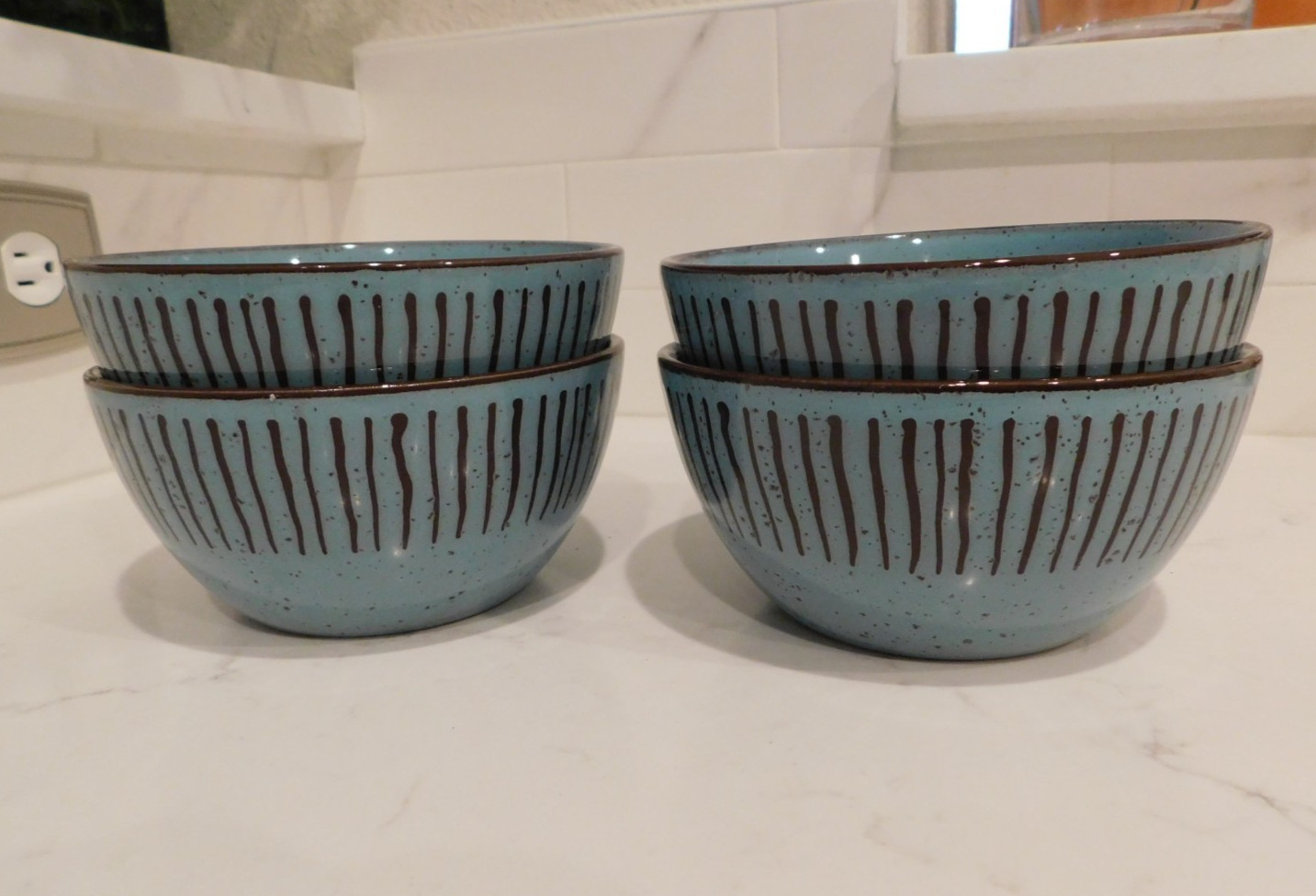 CLOSE-OUT (4) Over and Back Blue Back to Origins Cereal Bowls (2 sets available) gallery