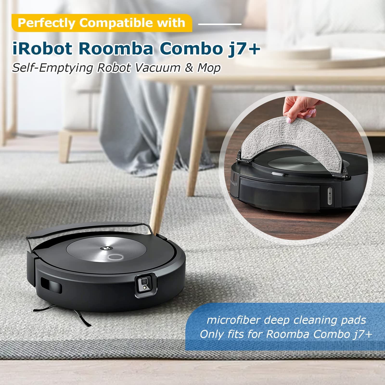 4 Pack Replacement Mop Pads for i-Robot Roomba Combo j7+/ j9+ Accessories, Mi... gallery