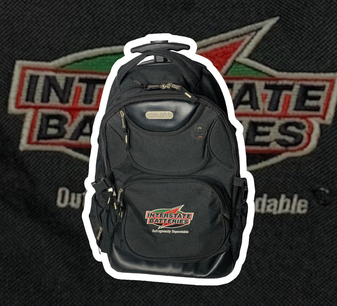 Multi Compartment Rolling Carry On Backpack with Extending Grip Handle, Logo