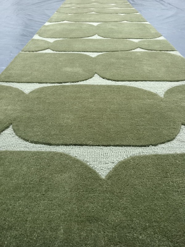 Hand Tufted Wool Runner Rug 3x50 ft Loop Cut Pile Modern Green Hallway Carpet gallery