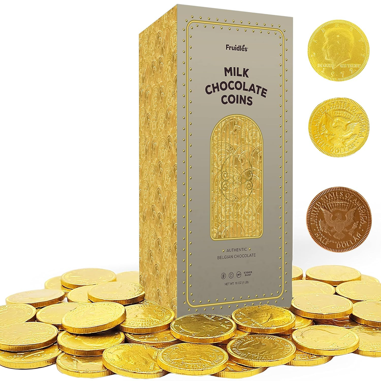 Fruidles Milk Chocolate Coins - Wrapped in Gold - Nut Free - Vault Design 1 gallery