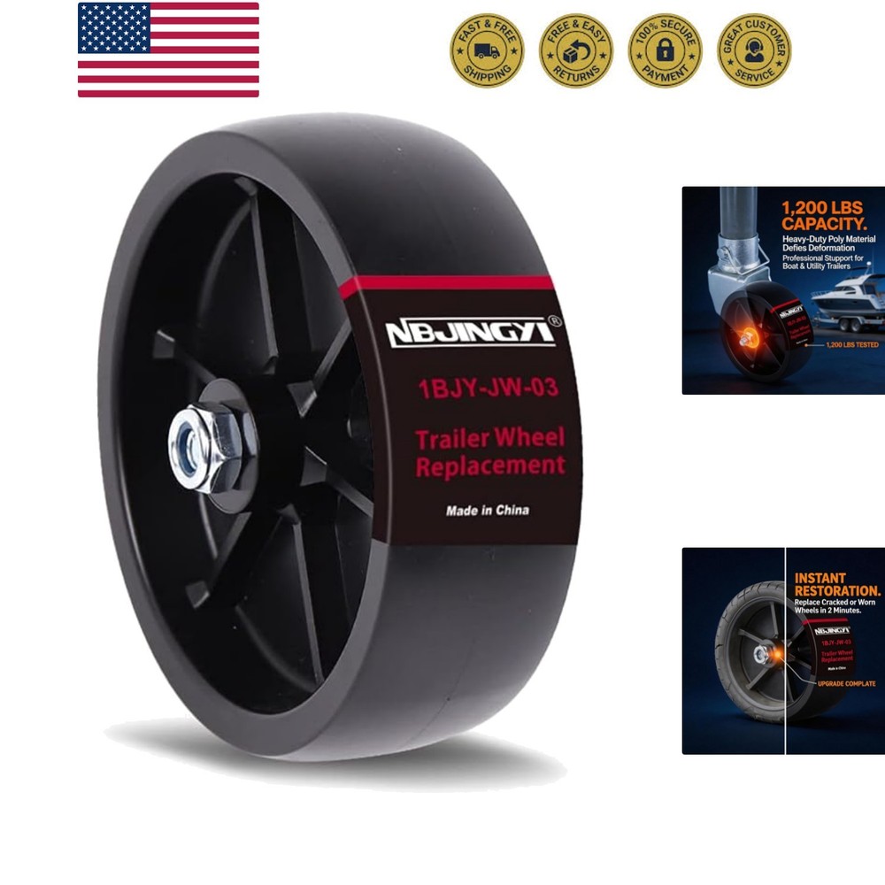 6" Trailer Jack Replacement Wheel with 3/8" Bolt and Nut, 1,200 lbs Capacity ...