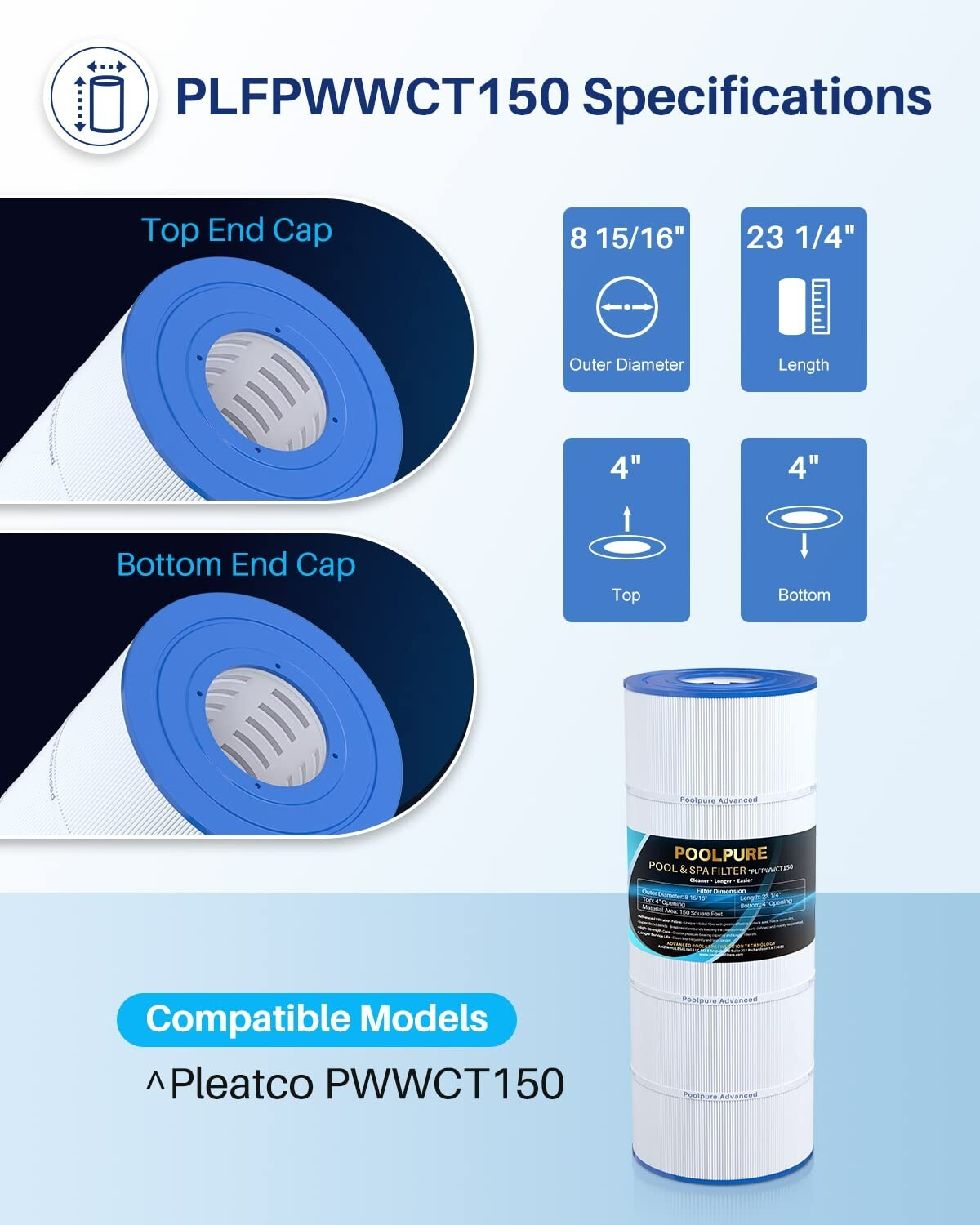 POOLPURE PLFPWWCT150 Pool Filter Replaces PWWCT150, Ultral-B3, 817-0150N gallery