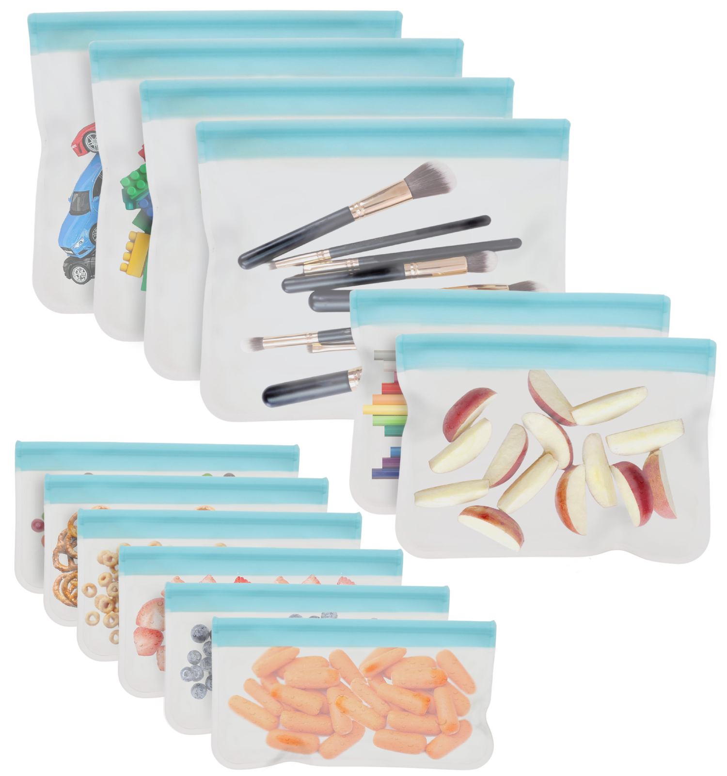 Cuisinart Reusable Silicone Food Storage Bags, 12 Pack Turquoise gallery