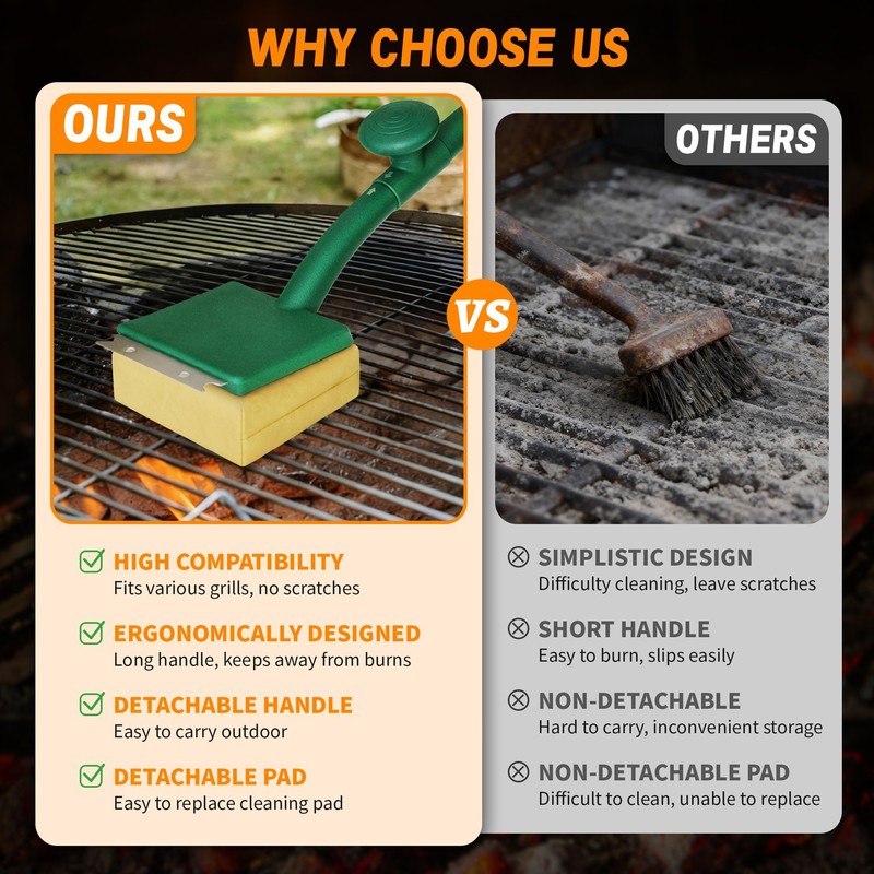 Grill Brush Bristle Free with Scraper, 22" Steam Grill Brush for Outdoor Grill gallery
