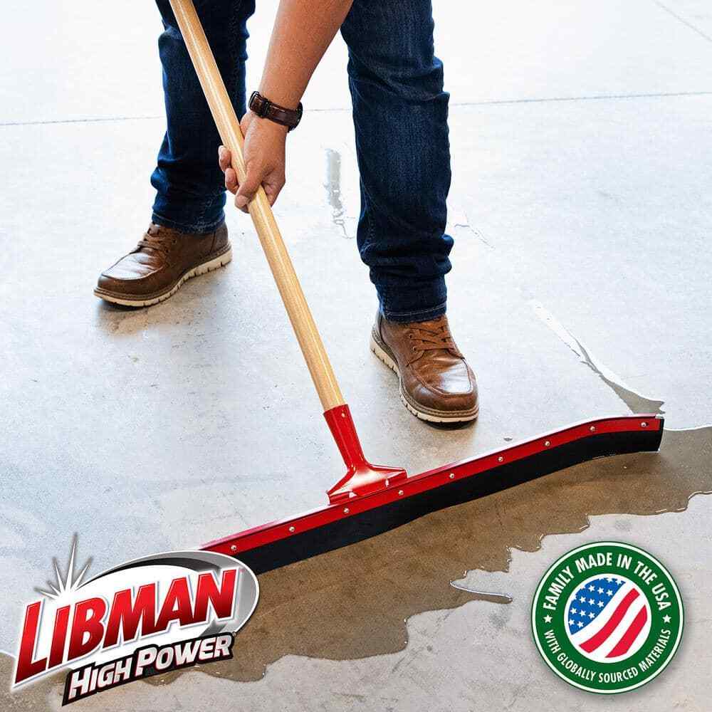 36 In. Curved Rubber Floor Squeegee with 60 In. Wood Handle gallery