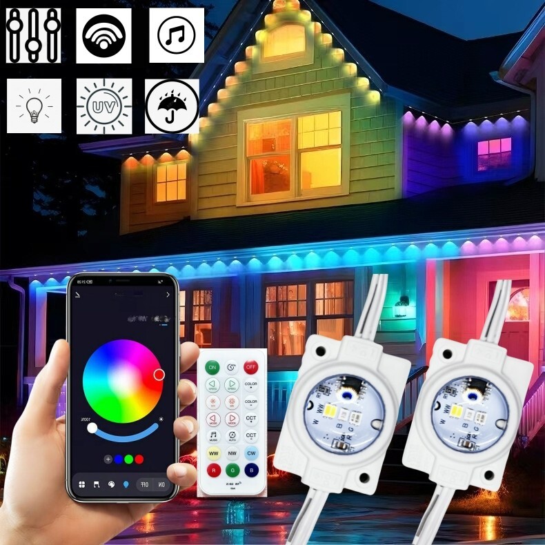 108FT Smart RGBW LED Module Permanent Outdoor Eave Light With APP Remote Control gallery