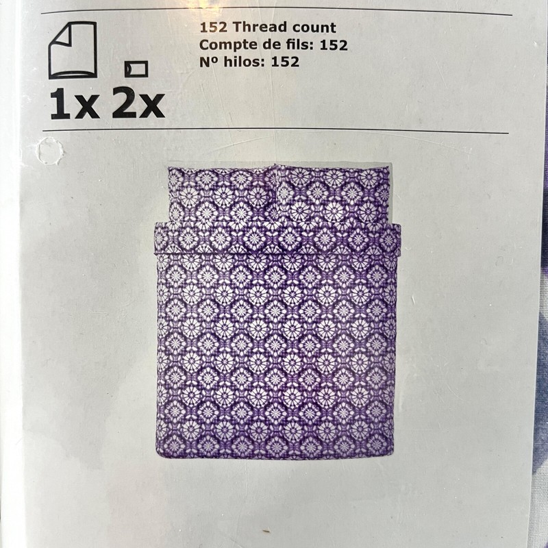IKEA Vattenfrane Purple Gray White Queen Full Duvet Set Cover & 2 Pillowcases gallery