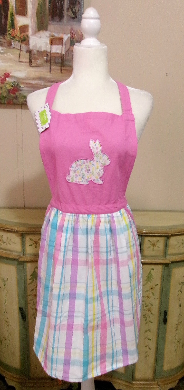 Apron Bunny Applique Pockets Multi Color 27" x 32" New gallery