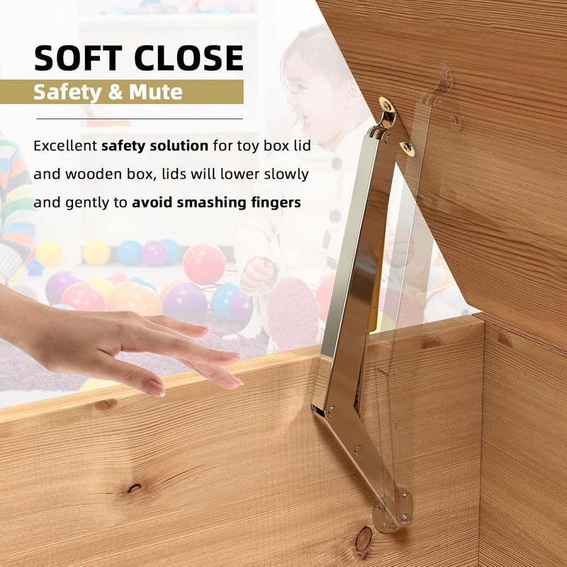 (2PCS) Lid Support Hinge Soft Close Toy Box Hinges Gas Struts Heavy Duty Soft Cl gallery