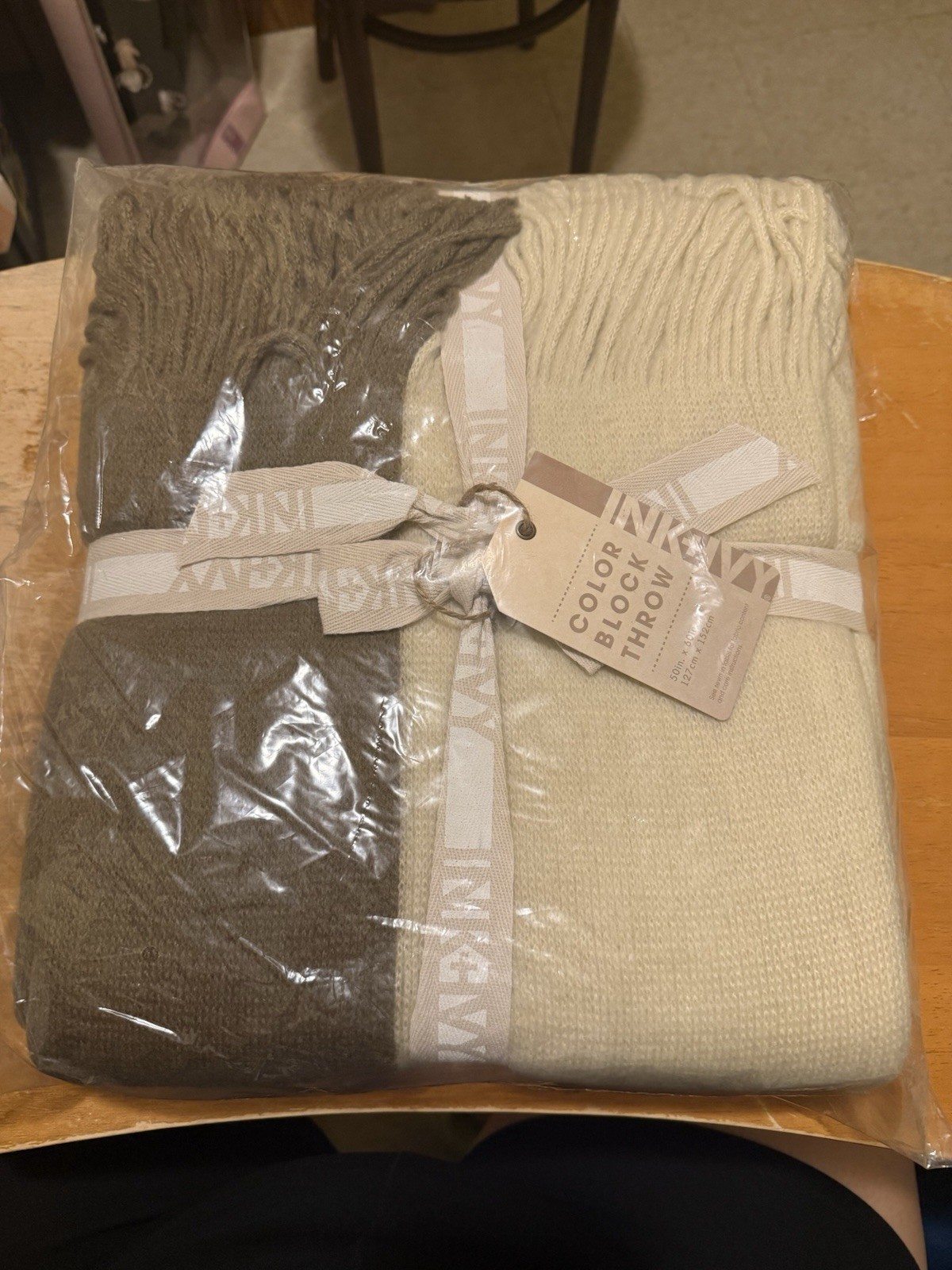 Ink & Ivy Color Block Throw 50in. x 60in. 127cm x 152cm Beige And Brown Color gallery