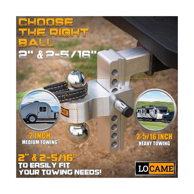 LOCAME Adjustable Trailer Hitch, Fits 2.5-Inch Receiver Only, 8-Inch Drop/Ris... gallery