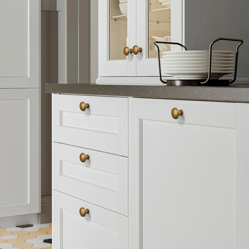 5 Pack Antique Brass Cabinet Knobs Drawer Knob Kitchen Hardware - Single Hole Vi gallery