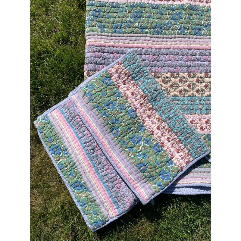 Garnet Hill Patchwork Striped Multicolor Quilt Set Shams Cotton 3 Piece Queen gallery