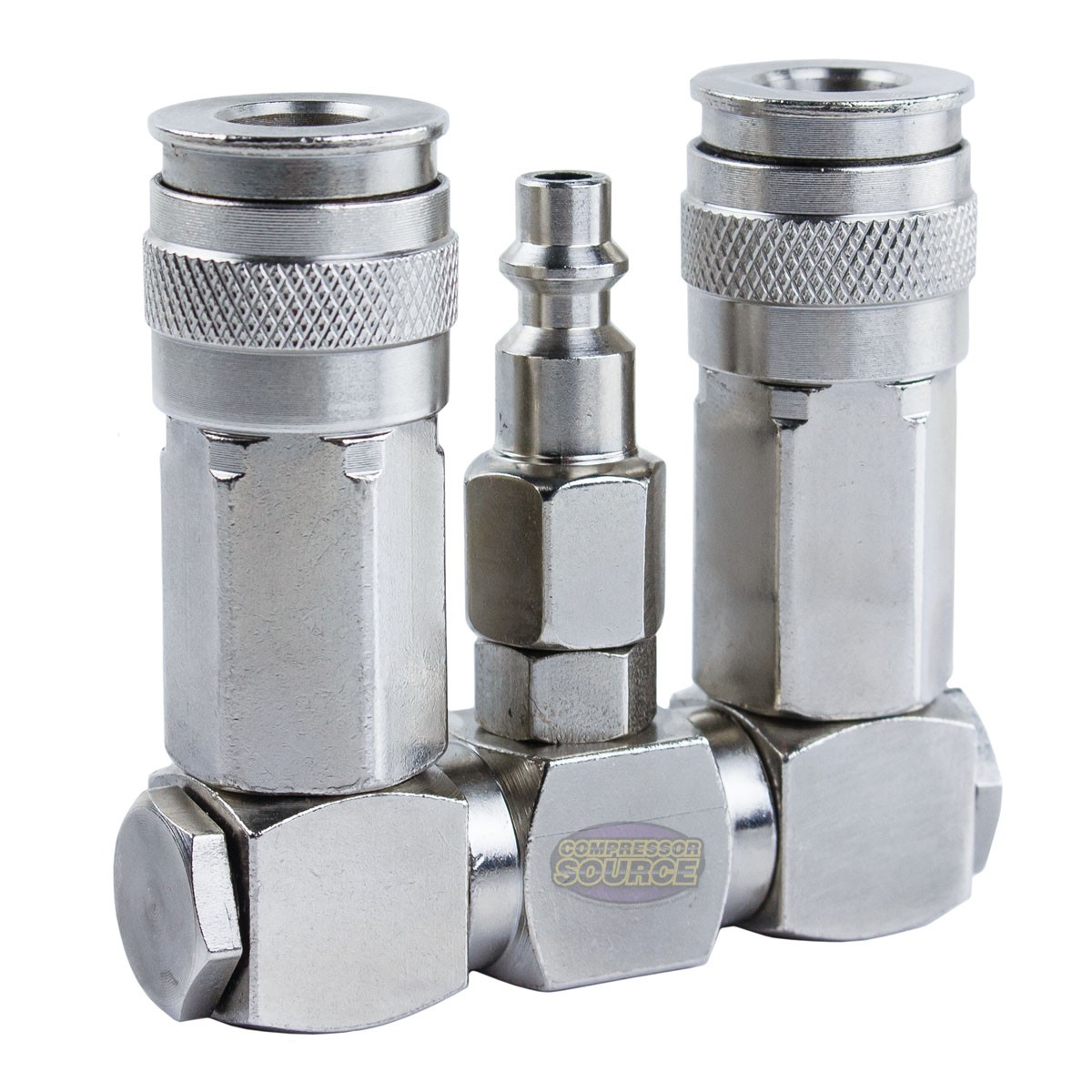 Two Way Air Hose Compressor Swivel Splitter 1/4" NPT 360 Degrees Connector gallery
