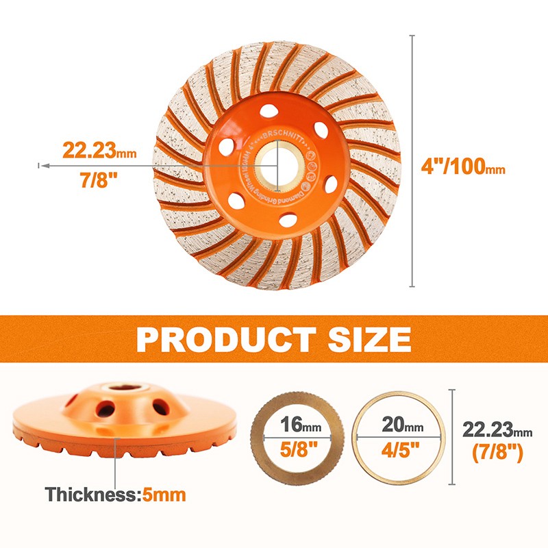 BRSCHNITT Concrete Diamond Turbo Grinding Wheel Angle Grinder for Masonry Marble gallery