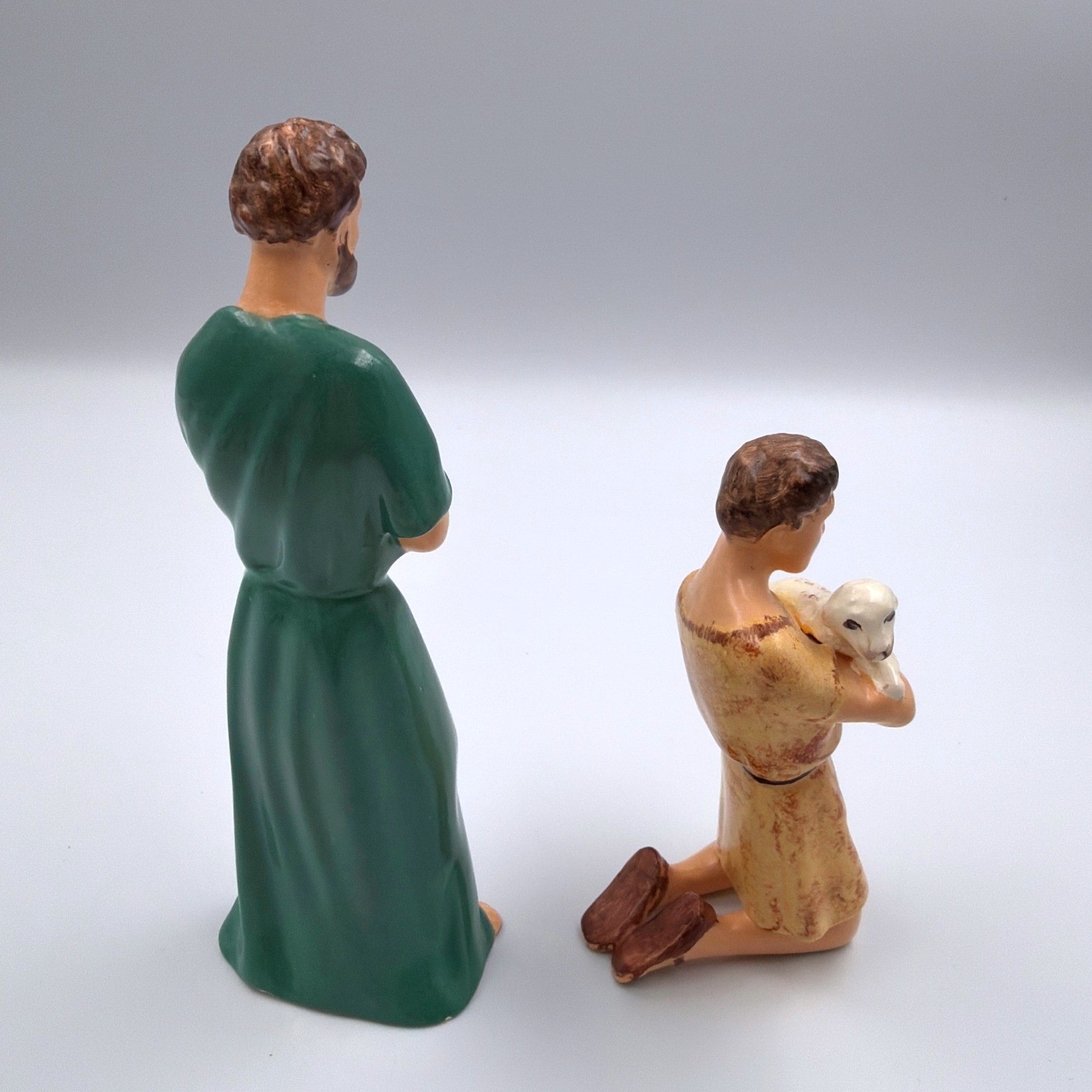 Vintage Nativity Ceramic Hand Painted Shepherd Figures Set of 2 Replacements gallery