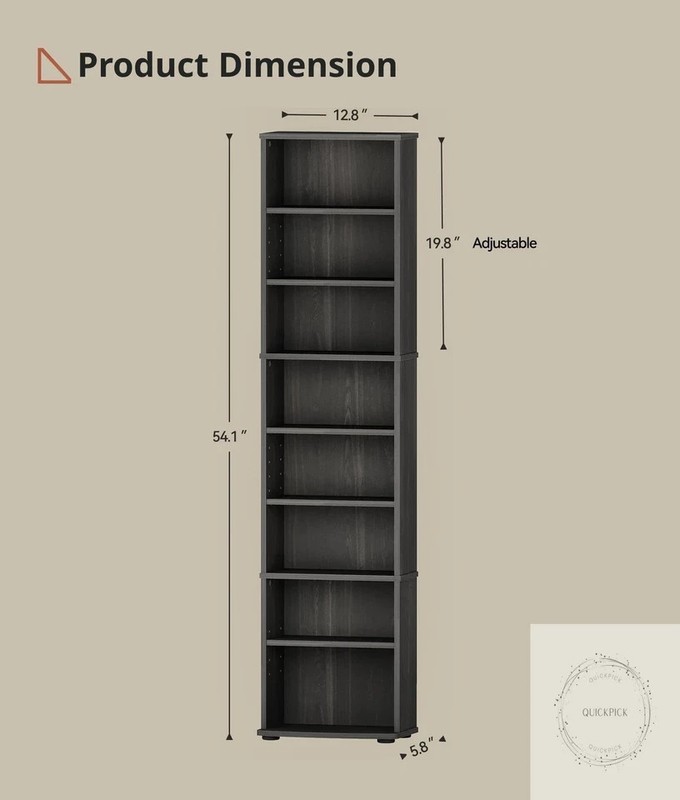 CD Storage Tower, 8-Tier CD Cabinet with Adjustable Shelves DVD Stand Tower gallery