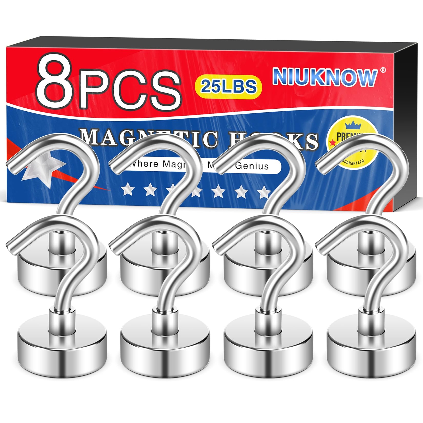 8 Pack Magnetic Hooks 25 Lbs Strong Neodymium for Hanging Grill Fridge Cruise US gallery