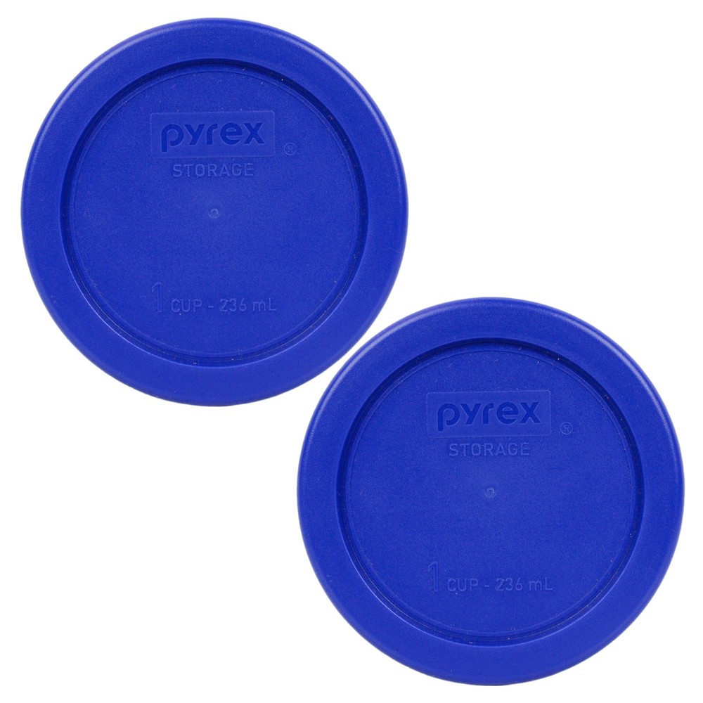 Pyrex 4" Cobalt Blue Lid Replacement Storage Cover 2 Pack For 1 Cup Bowl 7202-PC