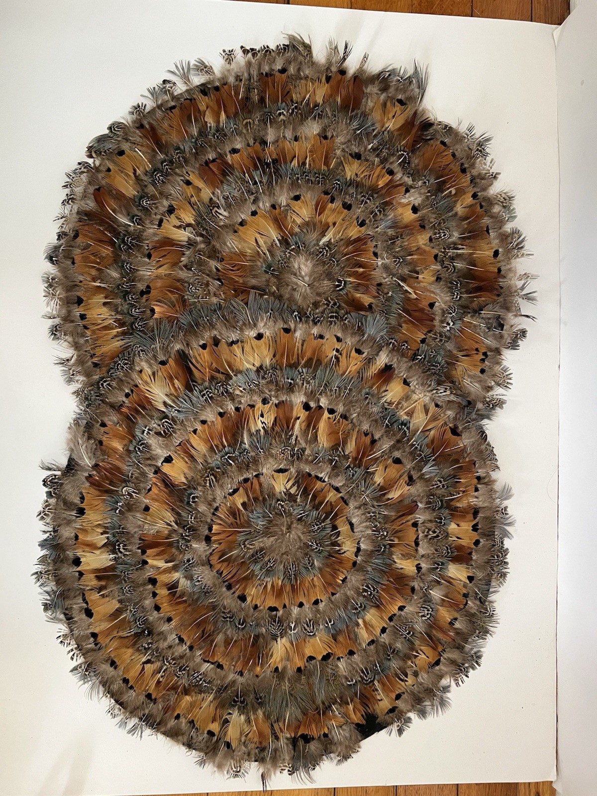 Two 15" Pheasant Feathered Round Natural Placemats Pottery Barn gallery
