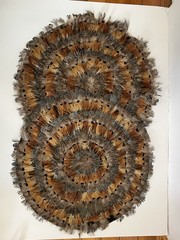 Two 15″ Pheasant Feathered Round Natural Placemats Pottery Barn