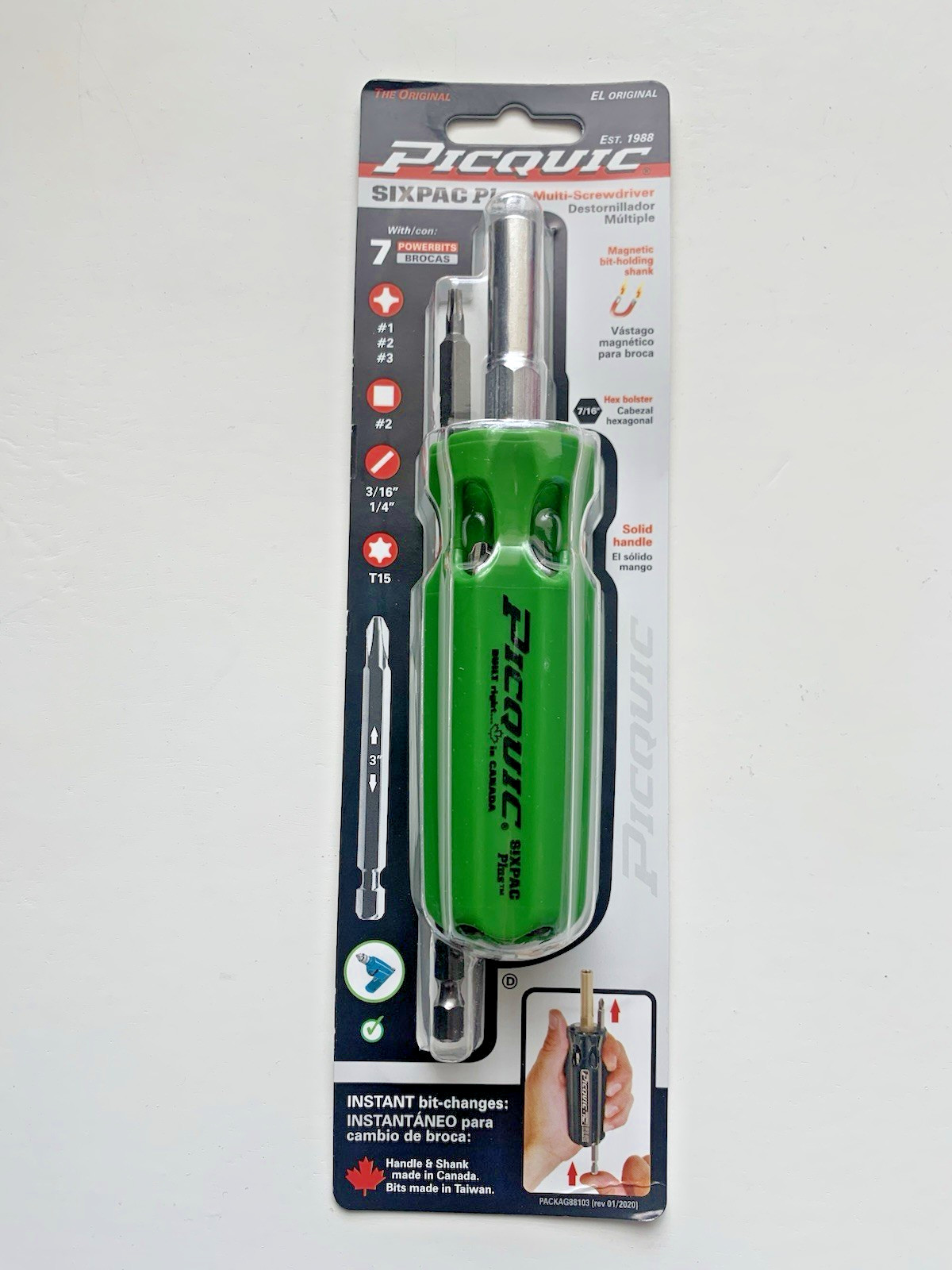 PICQUIC SIXPAC Plus Screwdriver Multi Bit with 7 Hex Powerbits - "Gecko Green" gallery