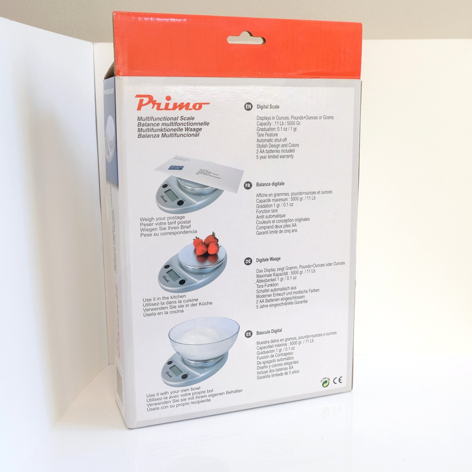 Escali Primo Digital Kitchen Scale White 5000 g / 11 lb Capacity Office Postage gallery