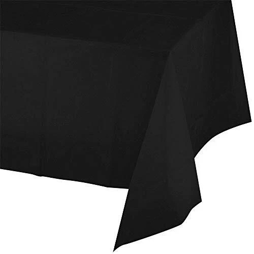ROYAL7 3 Pack Rectangle Disposable Plastic Rectangle, 54in. X108in. Black gallery