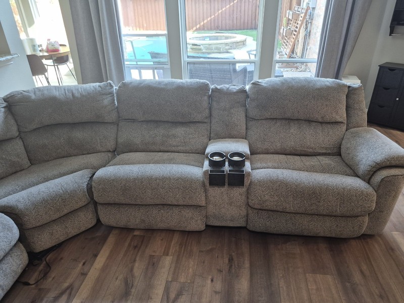 Gray Fabric Reclining Sectional Sofa Couch with Cup Holders, Solid Pattern gallery