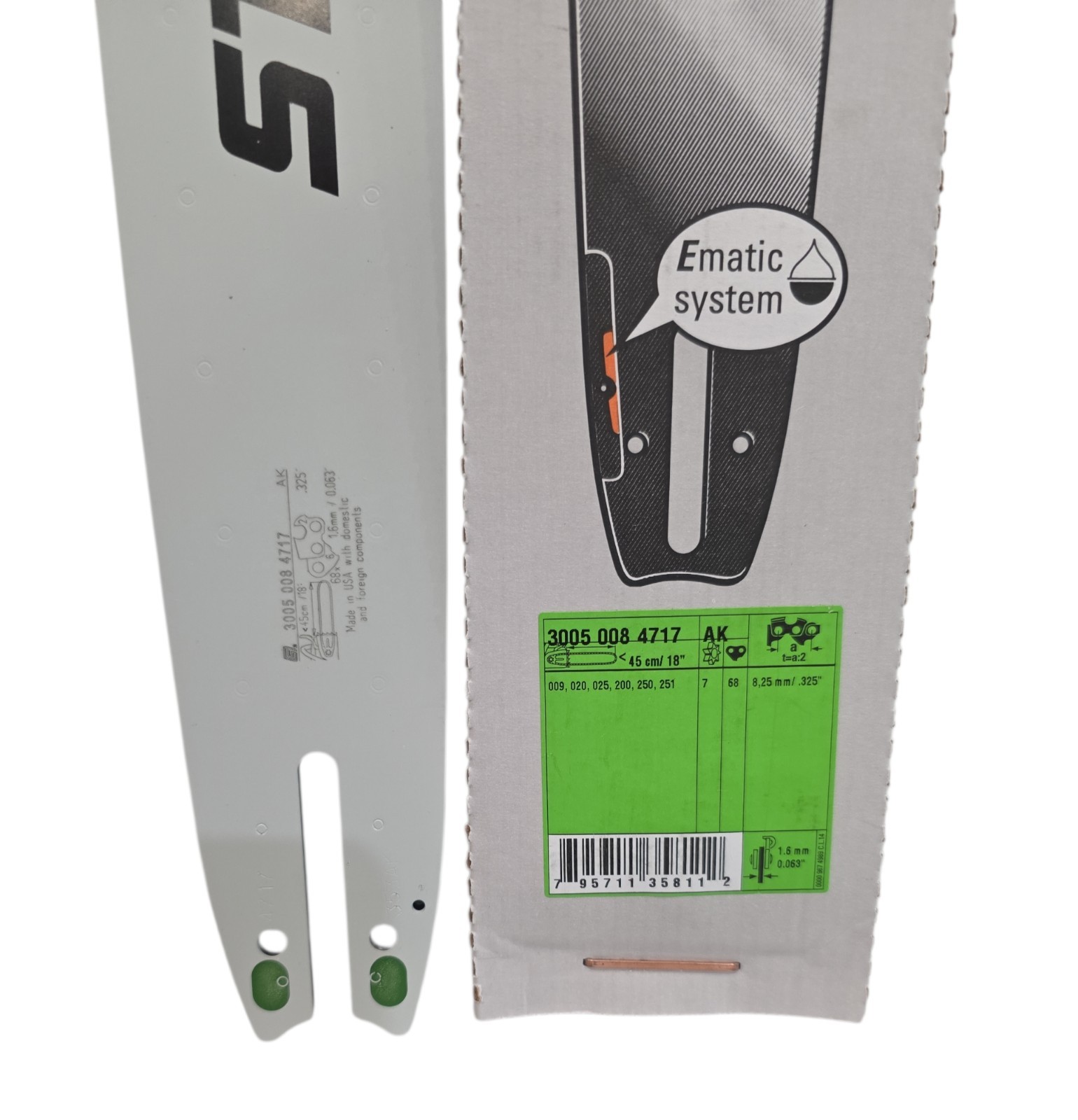 NEW OEM STIHL ROLLOMATIC E BAR 18IN 3005 008 4717 , 45cm/ 1.6mm gallery