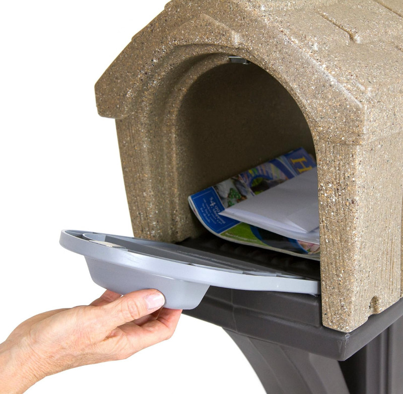 Unique Plastic Cabin Mailbox Post Faux Tree Branch/ Stump Base Front/ Back Door gallery