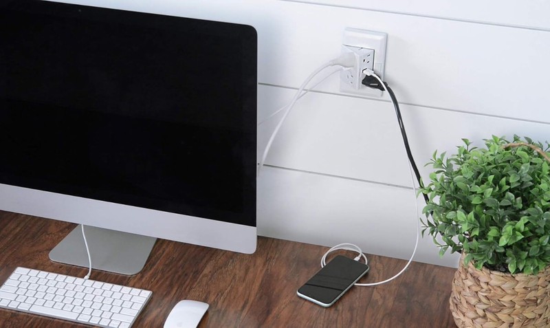 theOUTlet Basic 15 Amp 125 Volt Permanent Outlet Extender 4 + 2 USB Ports White gallery