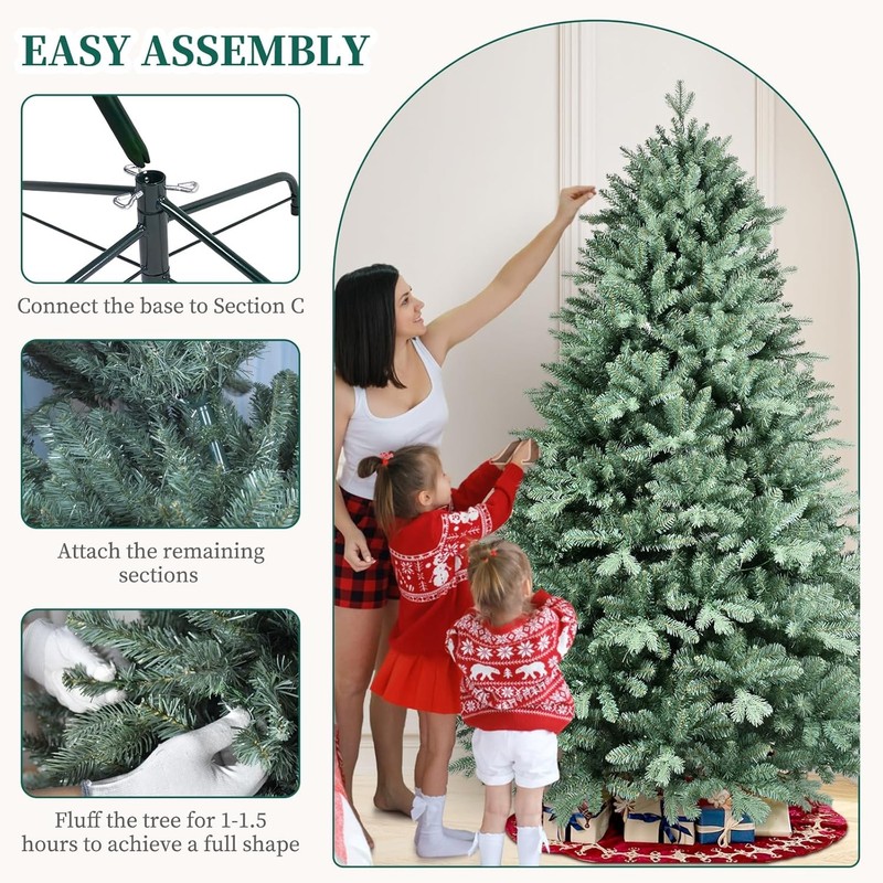 7FT Artificial Spruce Christmas Tree - 2518 PE&PVC Branch Tips - Metal Stand gallery