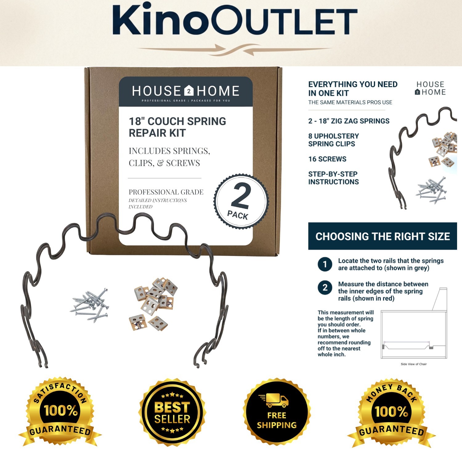 Revive Your Furniture: 18" Sinuous Spring Replacement - Kit with Clips & Screws gallery