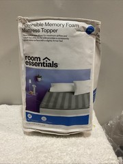 Room Essentialls King Reversible Memory Foam Mattress Topper Gray