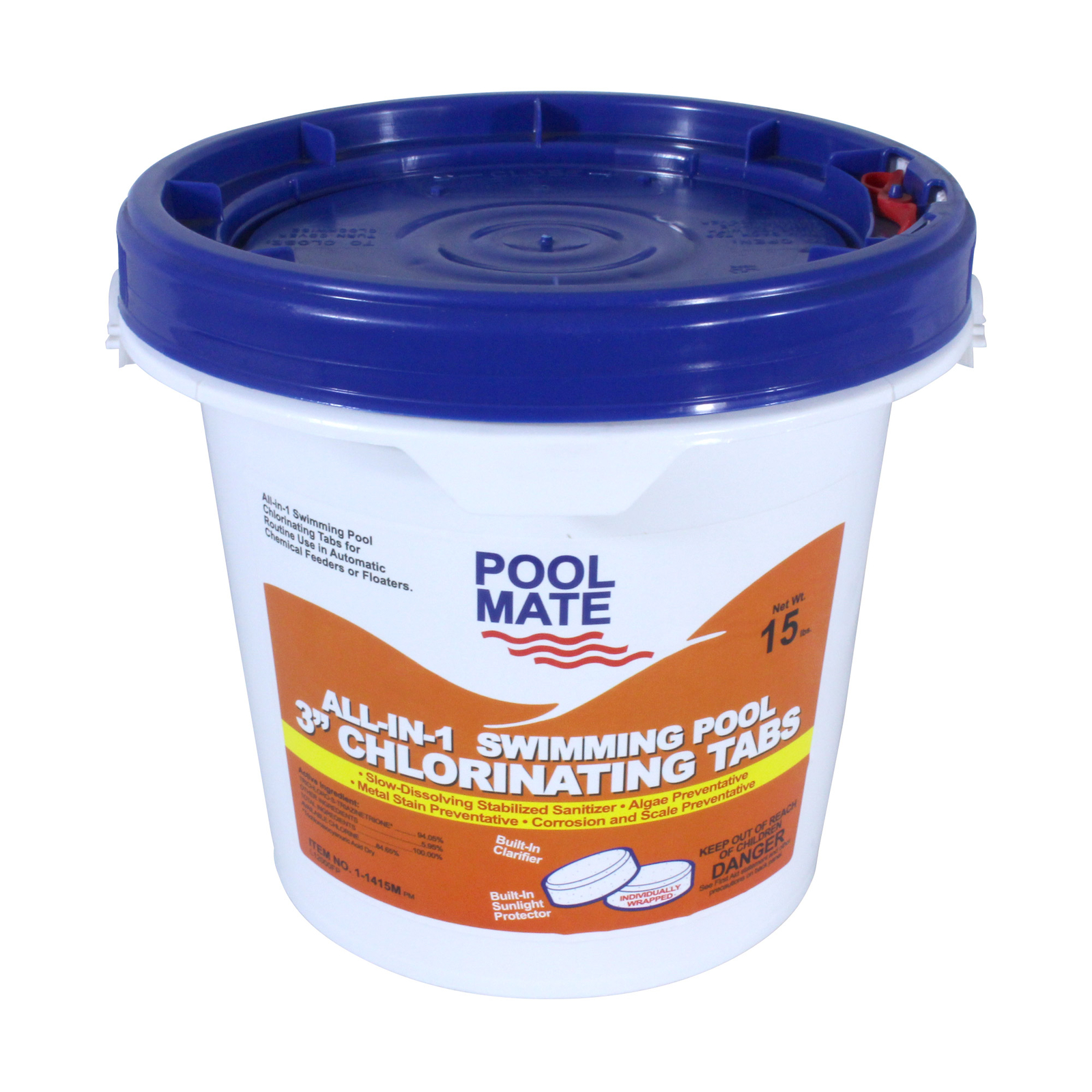 Pool Mate All-in-One 3" Chlorine Tabs Swimming Pool Sanitizing Chemical - 15 Lbs gallery