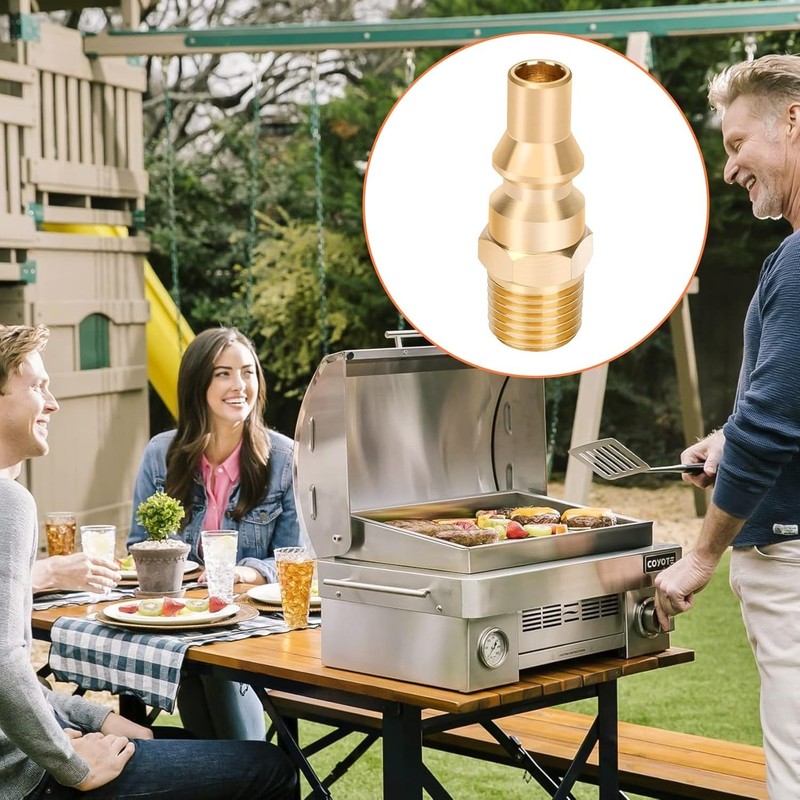 Brass Quick Connect Fitting with Full Flow Male Plug - RV BBQ Essential gallery