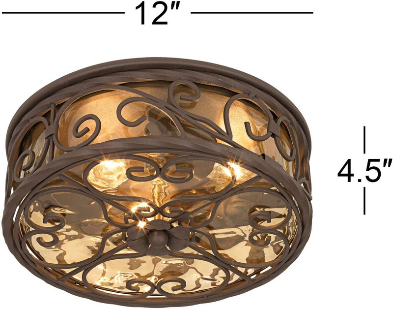 Rustic Dark Walnut Outdoor Ceiling Light Fixture with Water Glass 12 gallery
