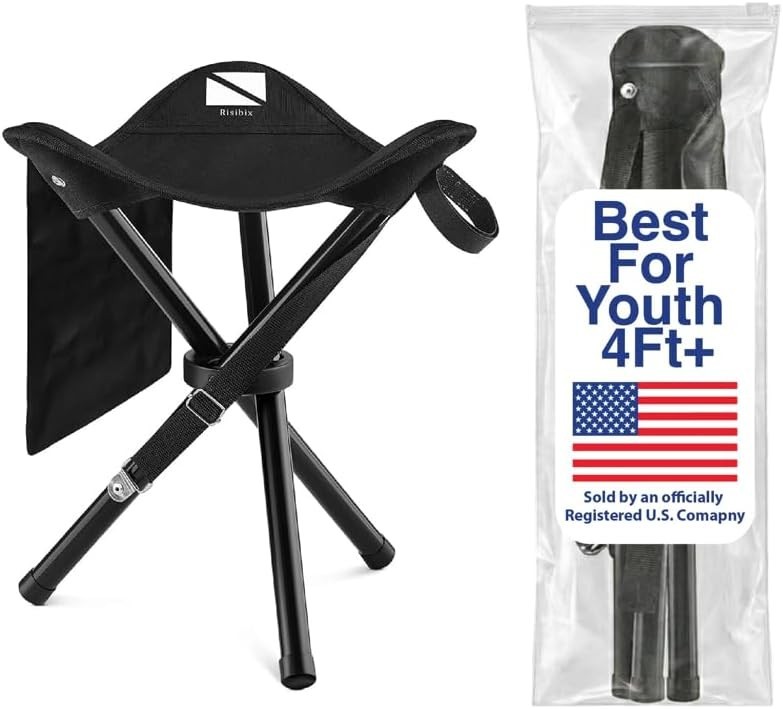 Vibrant Black Foldable Tripod Stool for Kids – 13.4'' Height, 180 lb Capacity gallery
