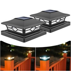 2Pack Solar Post Deck Cap Lights Outdoor Fence Dock 4×4/6×6 LED Lamp PVC Vinyl
