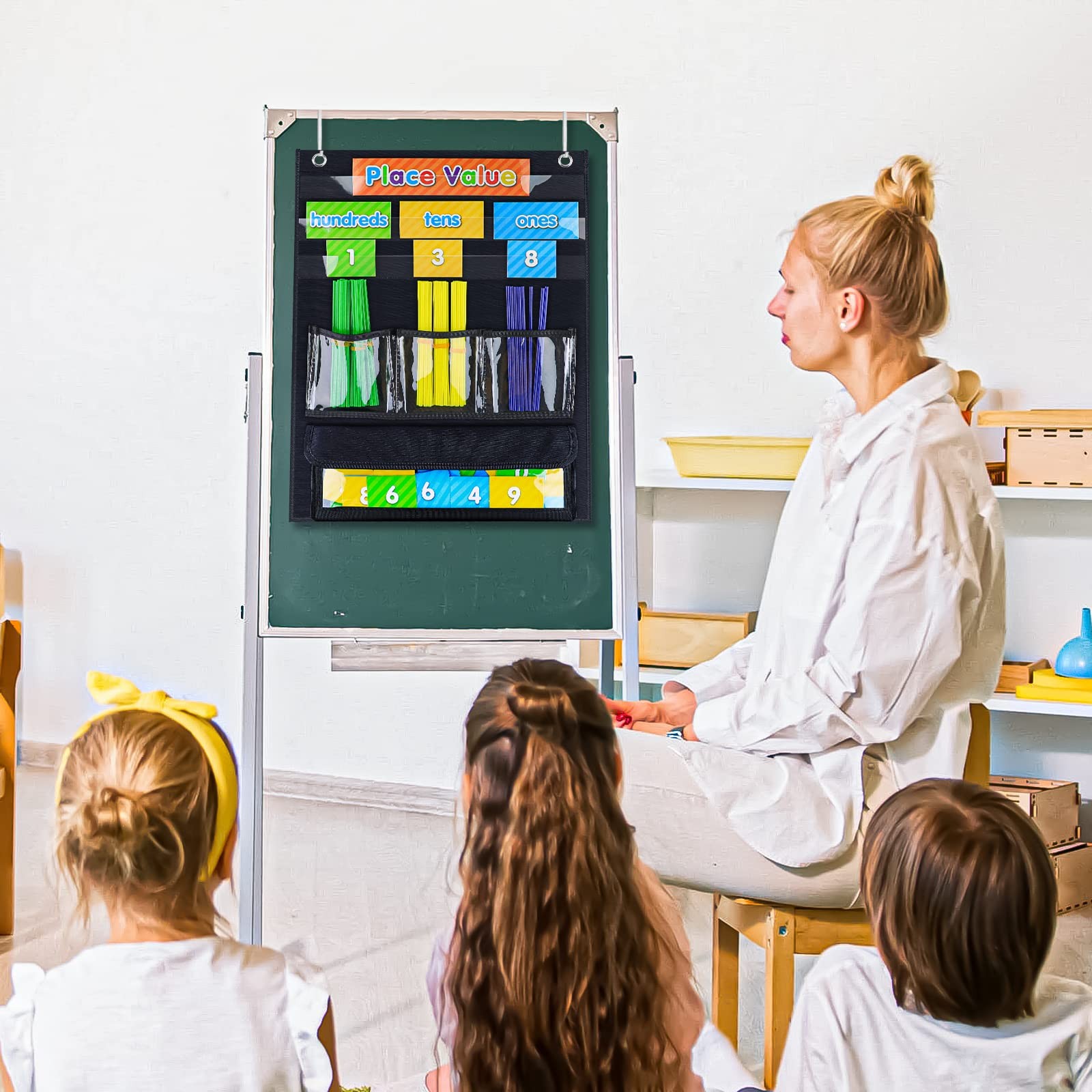 Counting Caddy & Place Value Pocket Chart for Classroom and Homeschool(Black) gallery