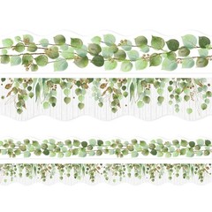 Fancy Land Eucalyptus Die-Cut Border Trim 36ft Per Roll Two Sided Printed Lea…