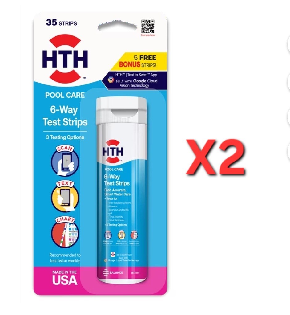 2-pack HTH Pool Care 6-Way Test Strips for Chlorine Swimming Pools gallery