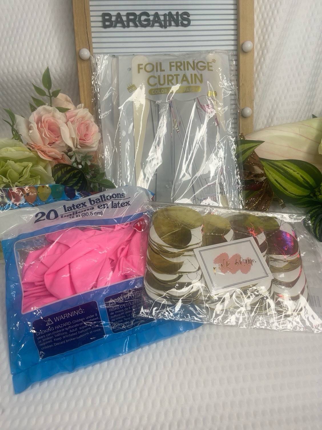 Pink Gold Party Decor Bundle Balloons Confetti Foil Fringe Curtains Decorations gallery