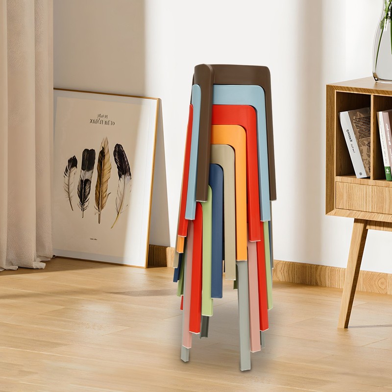 Plastic Stool Counter Kitchen Stools 18'' Set of 4 Backless Stackable Bar Stools gallery