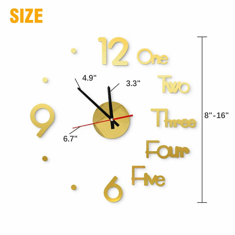 3D Modern DIY Wall Clock Mirror Creative Removable Art Decal Sticker Home Decor gallery